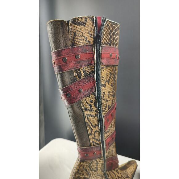 Jaded Poison Brown Leather knee-high boots - Picture 9 of 10